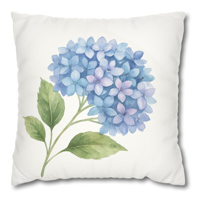 Blue Hydrangea Throw Pillow Cover – Cottagecore Botanical Floral Decor