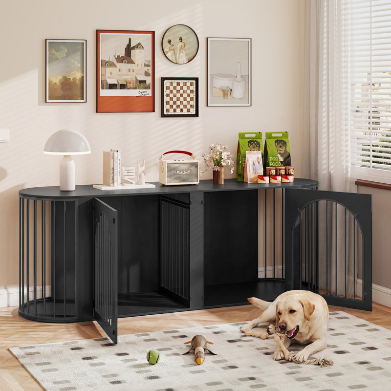Morden Style Metal Double Dog Crate, Black