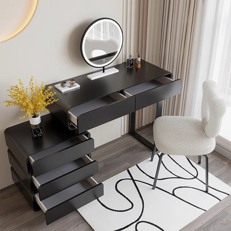 Coiffeuse avec miroir lumineux, 5 tiroirs, 1 chaise