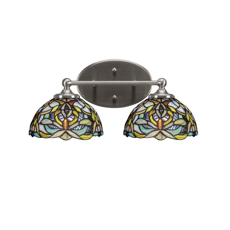 Barre d'éclairage de salle de bain Capri avec verre d'art kaléidoscope 7 po, Nickel brossé, 2