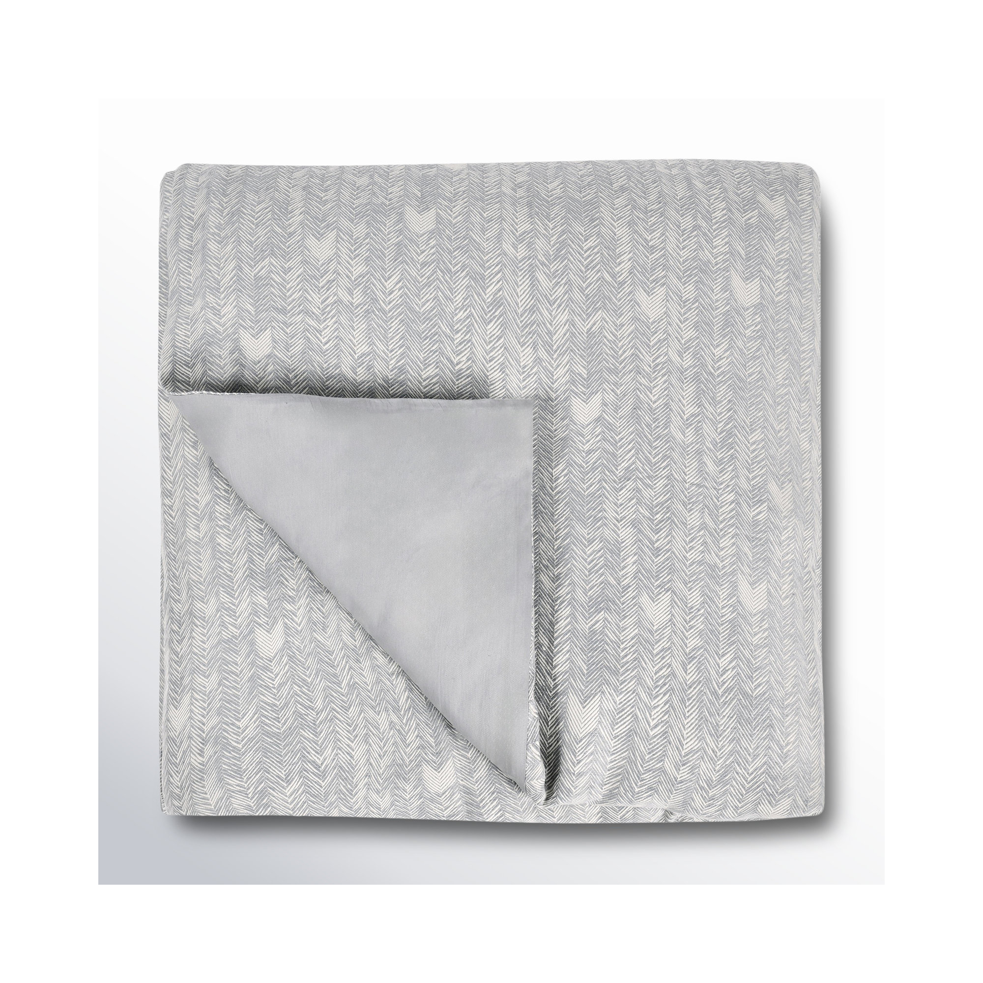 Tasmin 100% Cotton Embroidered Duvet, Gray, Queen Duvet Cover