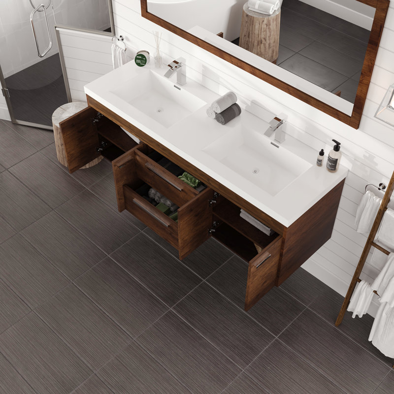 Wauconda 60" Modern Double Bathroom Vanity Set