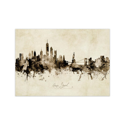 New York Skyline Vintage by Michael Tompsett - Print