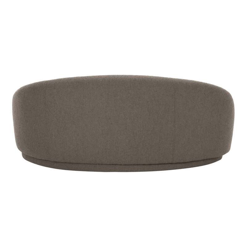 82.25" Round Arm Curved Loveseat, Maya Taupe Boucle