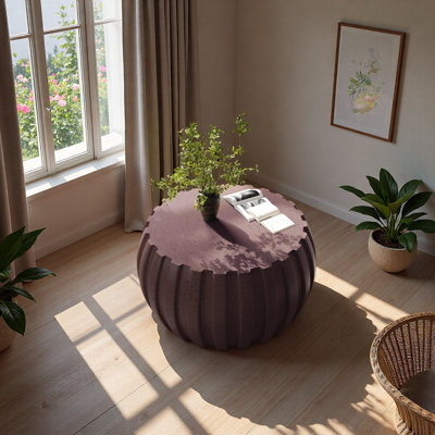 Table basse imperméable moderne 35,43 po, conception en ciment durable, compatible avec l'intérieur et l'extérieur