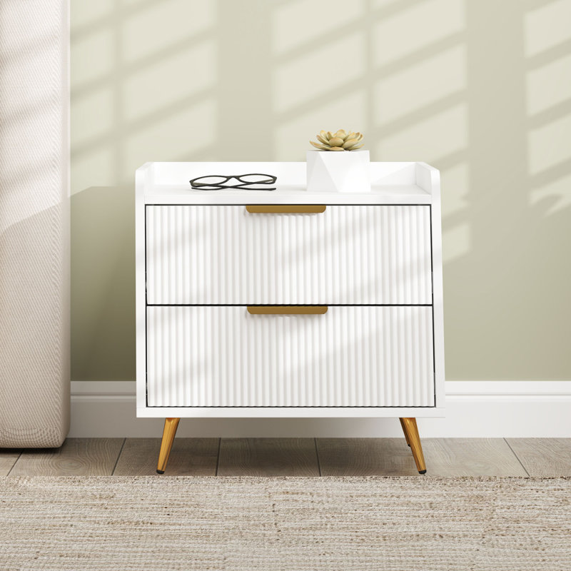 Alcantera 50cm W Bedside Table, White