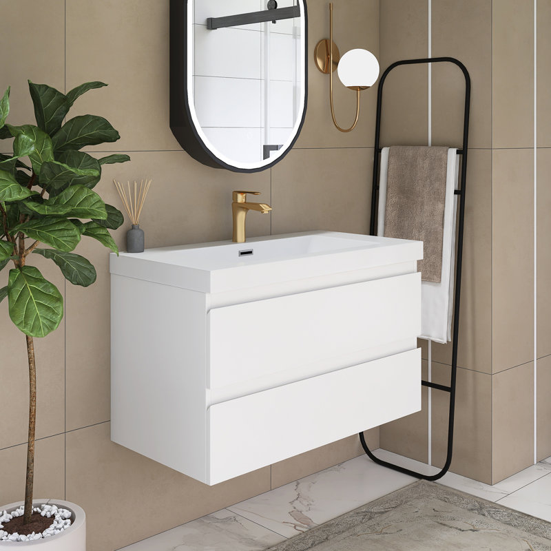 Betsey 36'' Single Sink Bathroom Vanity with Cultured Marble Top, White