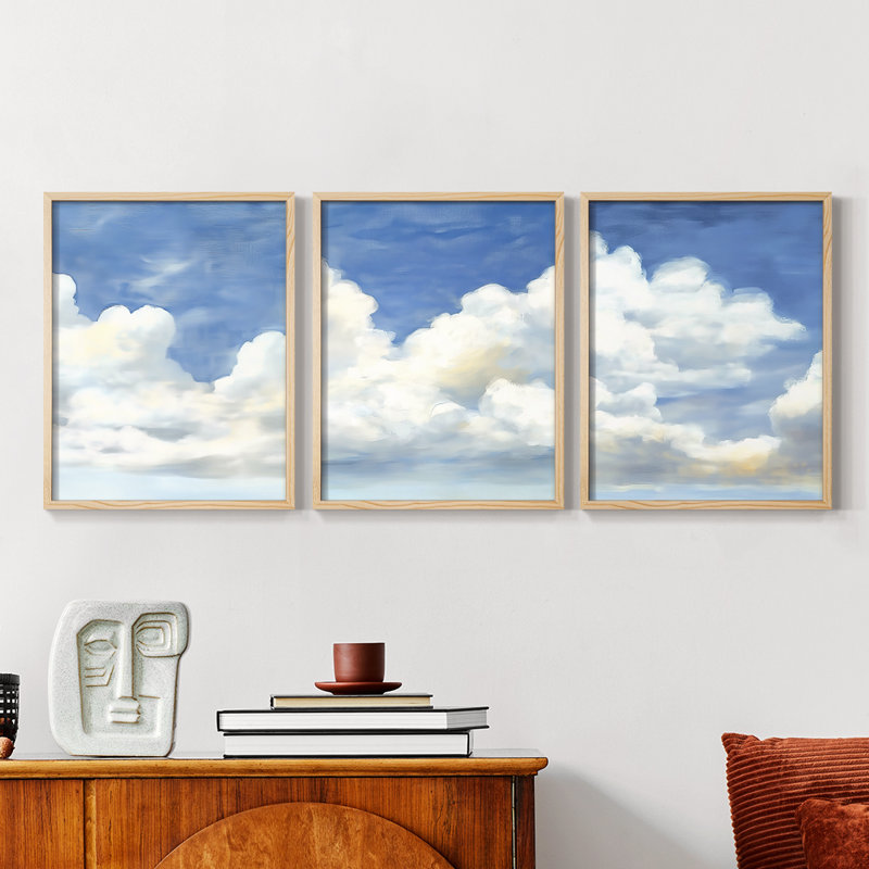 Lanscape Study Series VII -Set of 3 Fric Giclee Prints -Prêt à accrocher, Naturel, H 10 po x l 24 po