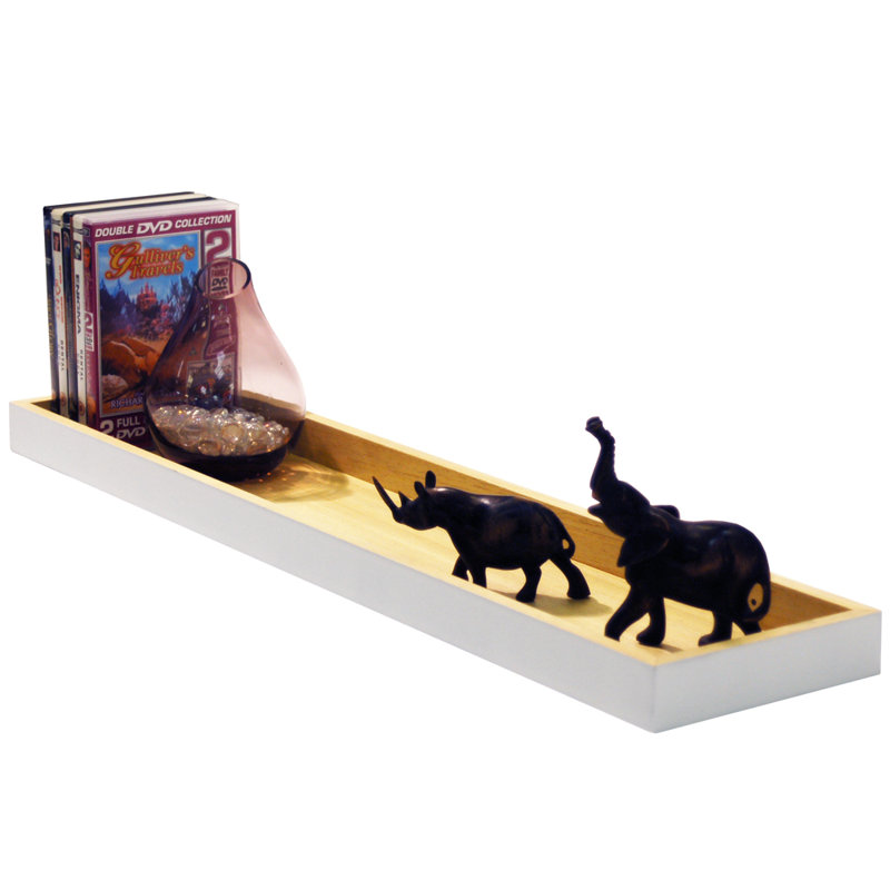 Pine Solid Wood Floating Shelf, White / Beech