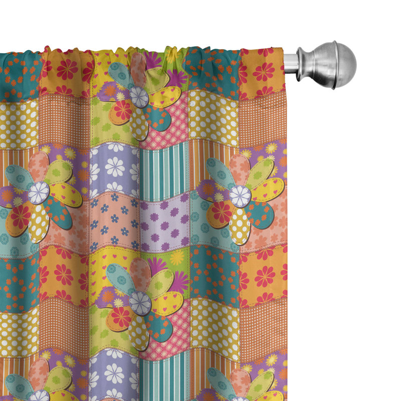 Patchwork Semi-Sheer Rod Pocket Curtain Panels, 28" x 95"