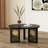 31.5" Black Solid Wood Round Coffee Table