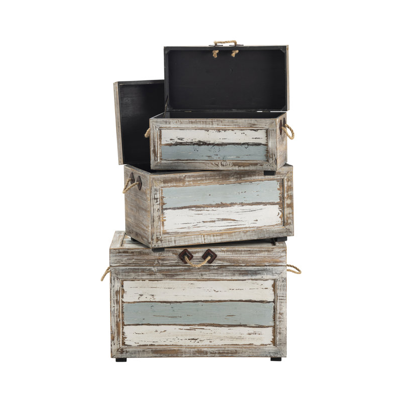  Swiftsure 3 Piece Distressed Solid Wood Vintage Trunk