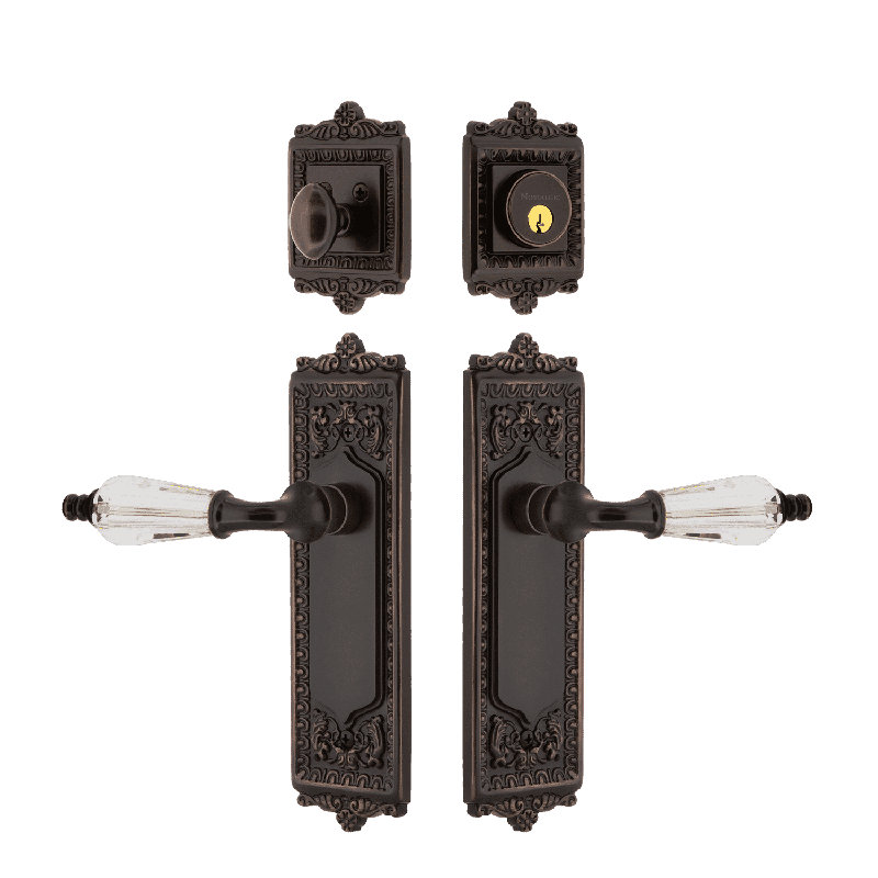 Nostalgic Warehouse Egg & Dart Entry Set with Parlour Crystal Lever, 2.75, Timeless Bronze