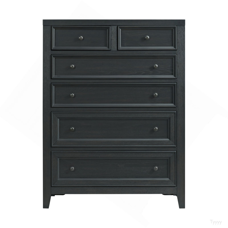 Ebony 6-Drawer Chest, Black