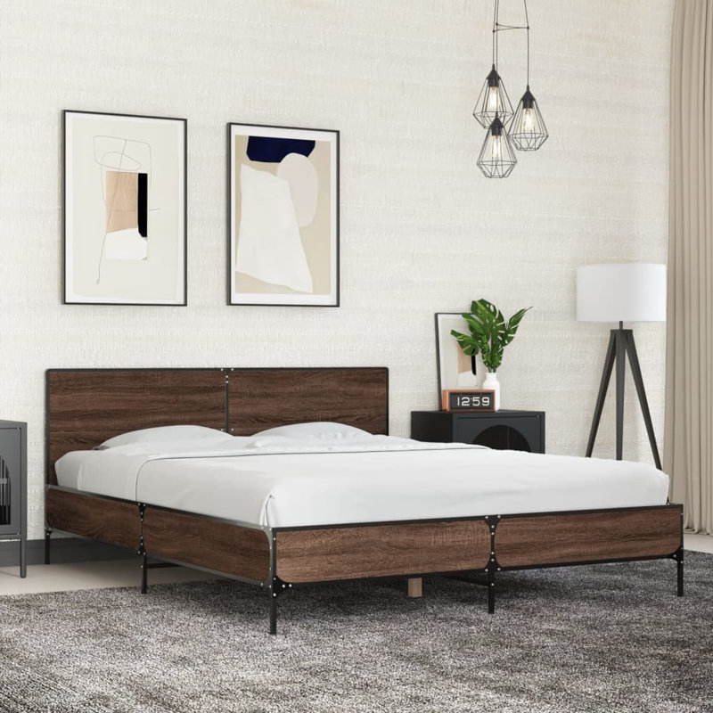 Adamek Bed, Brown Oak, Kingsize (5')
