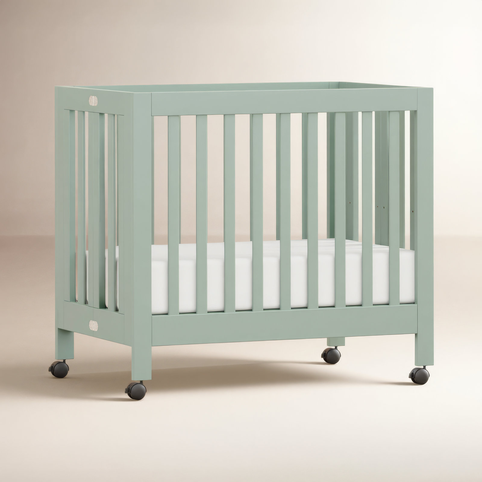 Origami Pine Foldable Portable Crib, Light Sage