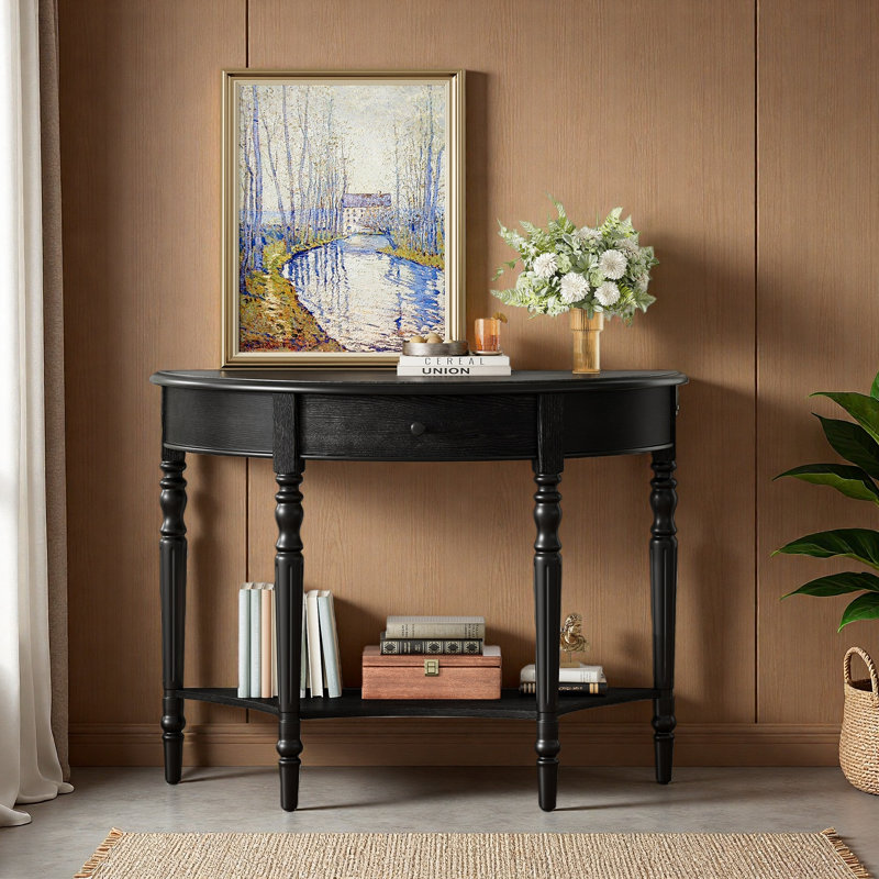 Console avec tiroir et tablette Farmhouse, Noir
