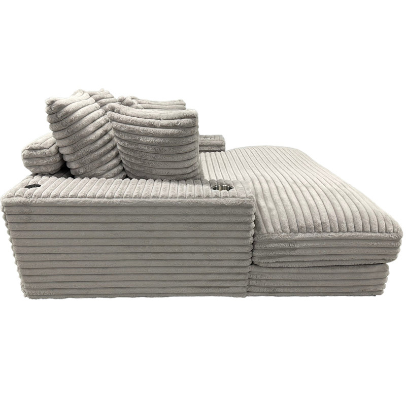 Très grand canapé-lit Cuddler avec porte-gobelet et port USB, Gris