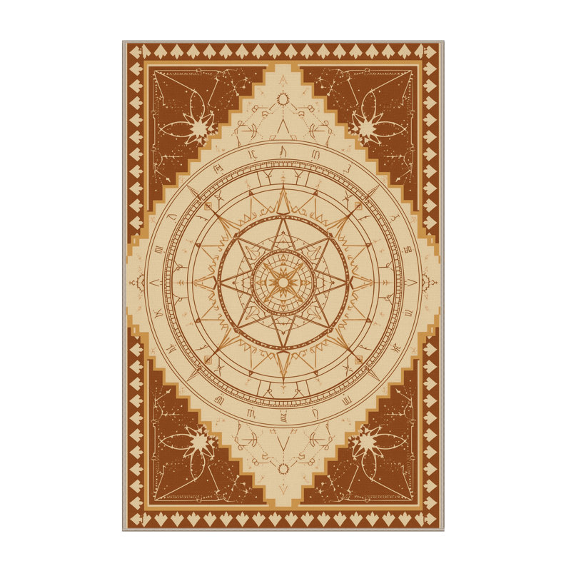 Tapis marocain d'inspiration mondiale lavable à la machine Parkwoods - reliure beige, 7 x 10