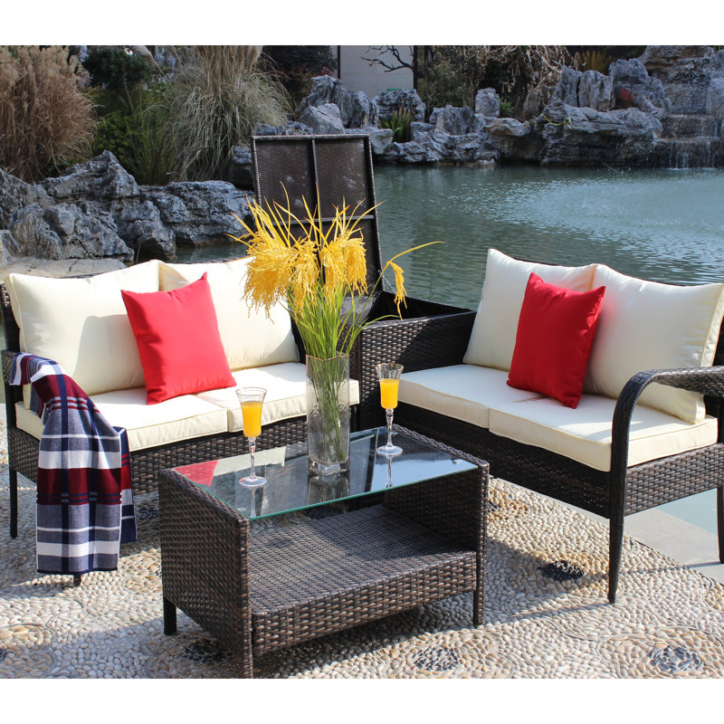 4 Outdoor Brown With Storage Box Patio Sectional - Brownish Hue