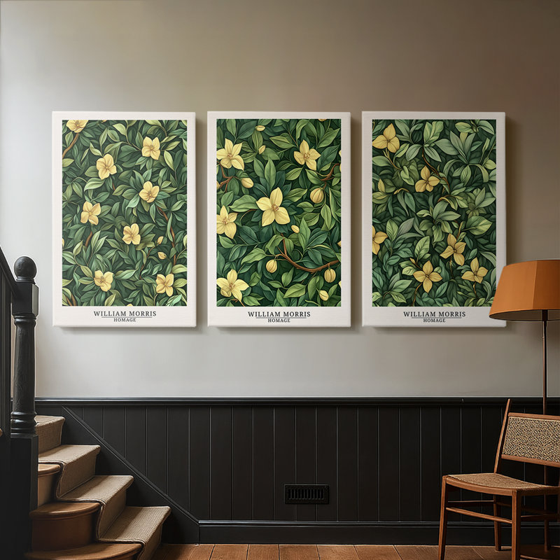 Collection de 3 pièces de la collection DMCXLII de William Morris - Toile tendue sur mesure - 3 pièces, H 60 po x l 120 po
