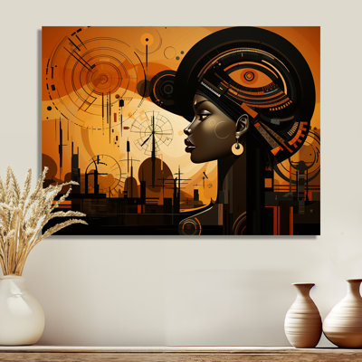 Portrait géométrique urbain africain Fashionista III - art mural africain