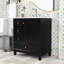 Meuble-lavabo simple autoportant moderne avec charnières à fermeture en douceur, lavabo en céramique et grand rangement-512316809
