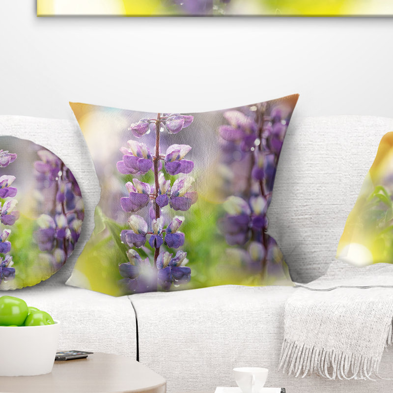 Magnifique coussin de fleurs de lupin, 16 po x 1 po, Coussin décoratif