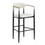 2 Counter Stool - Beige Upholstered With Iron Framework Height Bar Stools (pair) Pu Leather And Long-lasting Frame