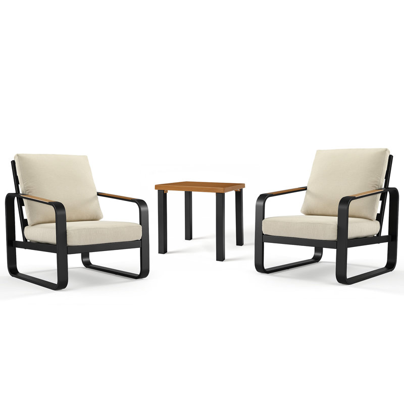 Ensemble de conversation pour patio 3 pièces, Blanc cassé / blanc