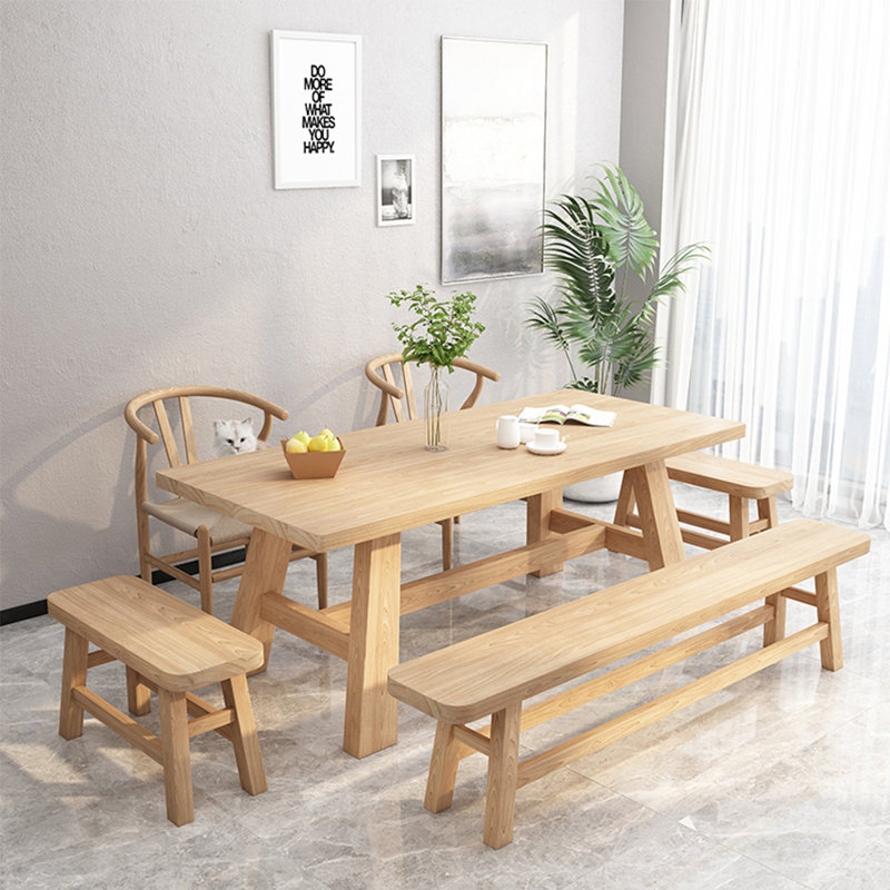 New Chinese style solid wood dining table, 29.5" H x 86.6" L x 35.4" D