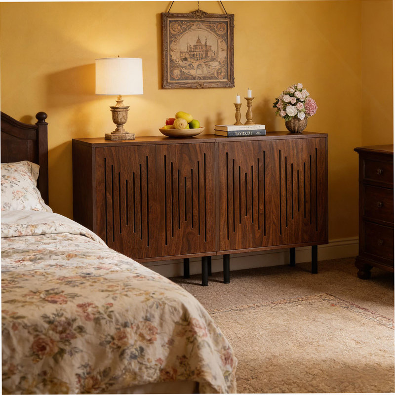 Armoire rustique, ensemble de 2 armoires de rangement, buffet classique