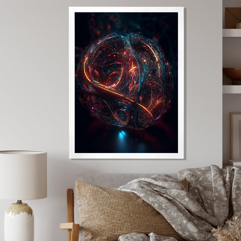 Cristal cosmique abstrait dans l'espace lointain I - impression, H 32 po x l 24 po x P 1 po, Cadre simple blanc