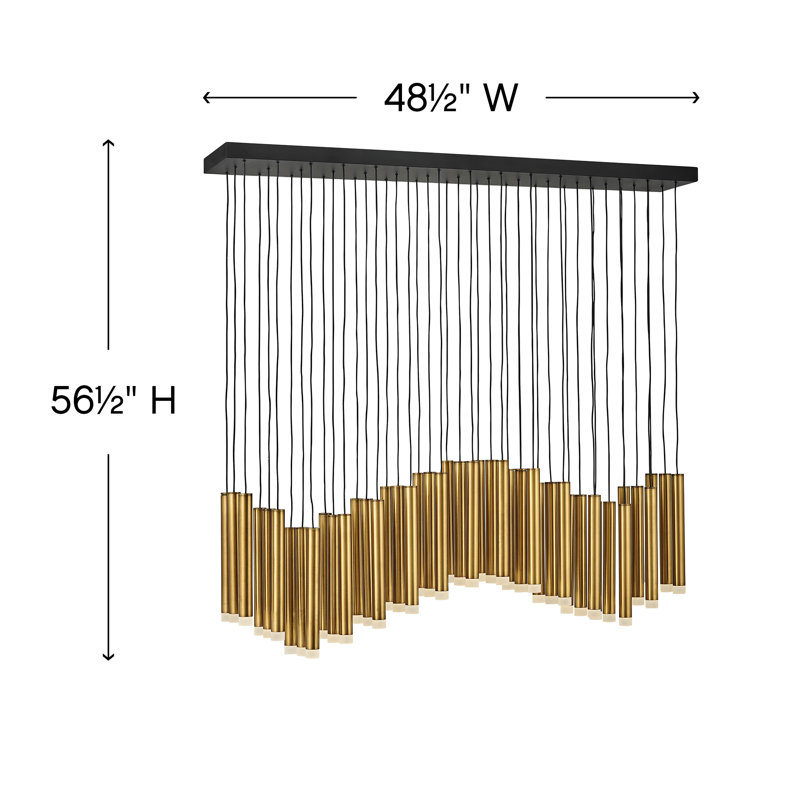 Harmony 45 - Light Cluster Cylinder LED Pendant, Heritage Brass