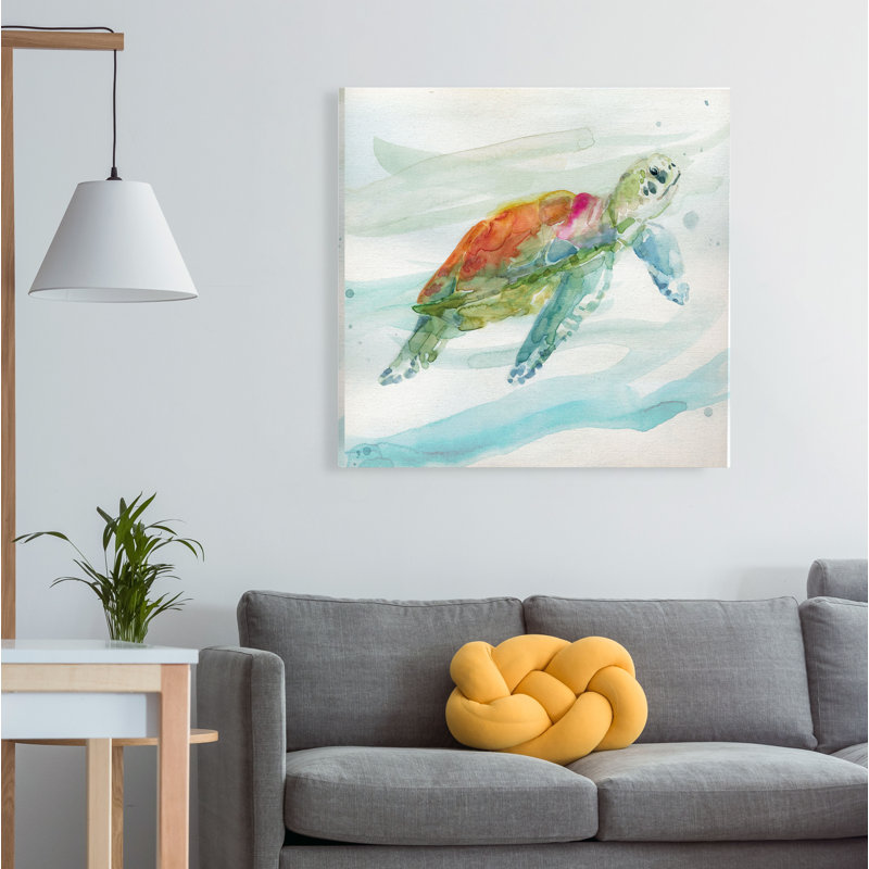 « turtle tropiques i », peinture, H 40 po x l 40 po x p 1,5 po, Toile tendue