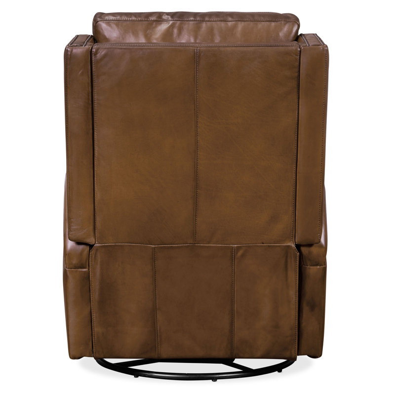 Caezar Power Swivel Glider Recliner, Brown Genuine Leather