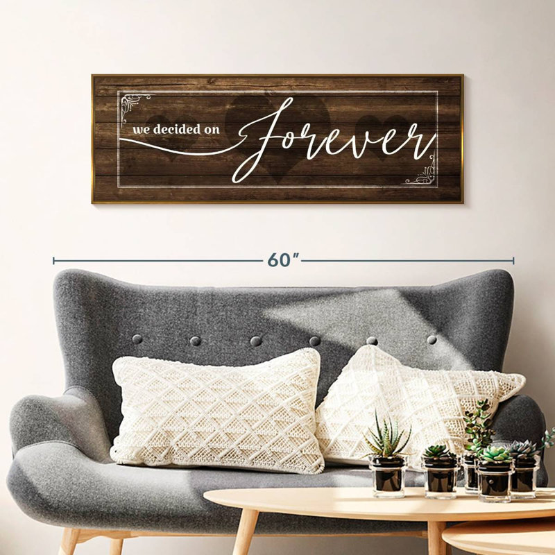 Plaque murale «Forever Love», Cadre flottant doré, 43 po x 15 po