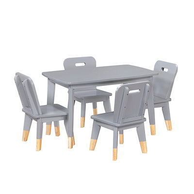 Ensemble de table et de chaises pour enfants, ensemble de 5 pièces à finition grise