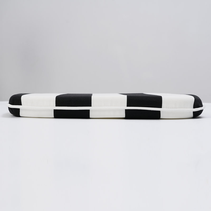 Outdoor Patio Chair Cushions, Black/White Striped, Polyester