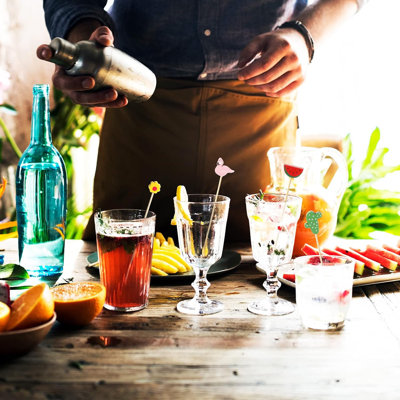 200 pièces de cocktail, flamant rose, feuilles de palmier, cactus, melon d'eau, ananas
