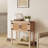 Farmhouse Console Table With Rattan Doors, Entryway Table With Storage Cabinet, Wooden Entry Table With Metal Handle For Kitchen, Hallway, Living Room