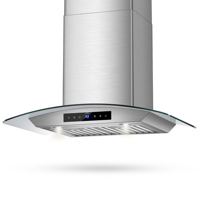 Range Hood 900cfm, 4-speed Smartis Wall Mount Range Hood With Touch Sensor, Dual Led Lights, Baffle Filters Ducted