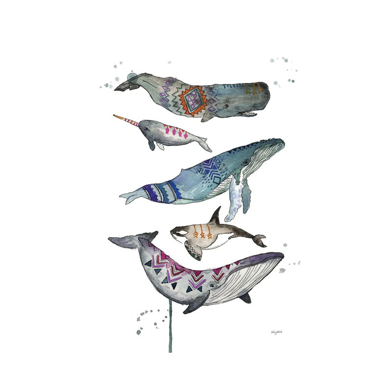 Tribal Whales by Kelsey McNatt - Wrapped Canvas Print, 101.6 cm H x 66.04 cm W x 3.175 cm D
