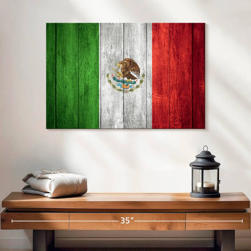 Borges Rustic Mexico Flag, 16" H x 24" W