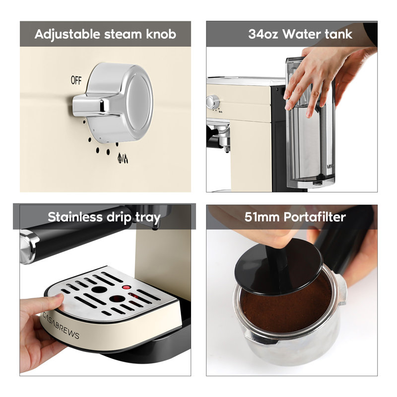 Casabrews Yellow 20-Bar Espresso Machine with Steam Wand