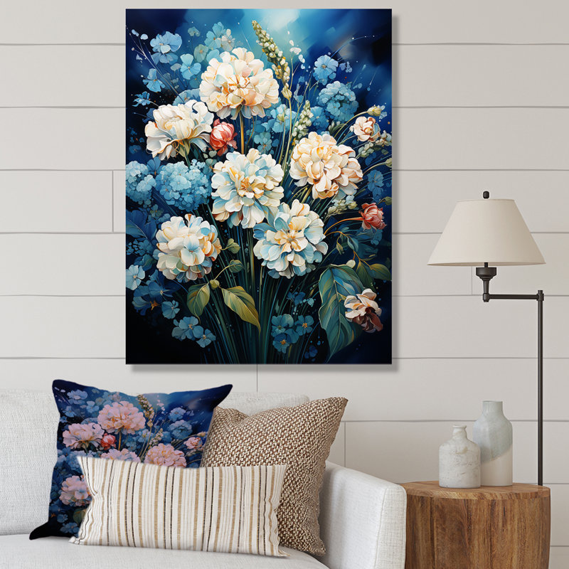 Fleur bleue dans un maïs soufflé Serenade I, Toile tendue, H 32 po x l 16 po x P 1 po