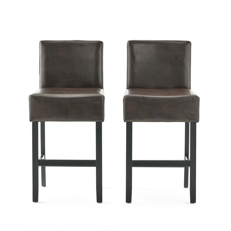 Ensemble de 2 tabourets de bar à hauteur de comptoir en cuir reconstitué 26 "Portman