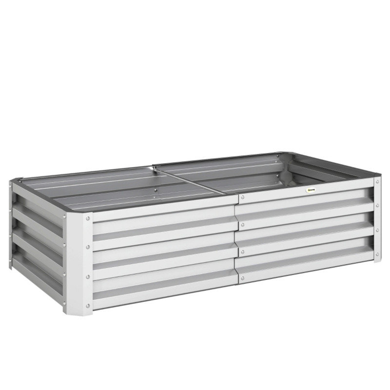 Silver Galvanized Raised Garden Bed, Outdoor Planter for Herbs & Vegetables, Green, 2
