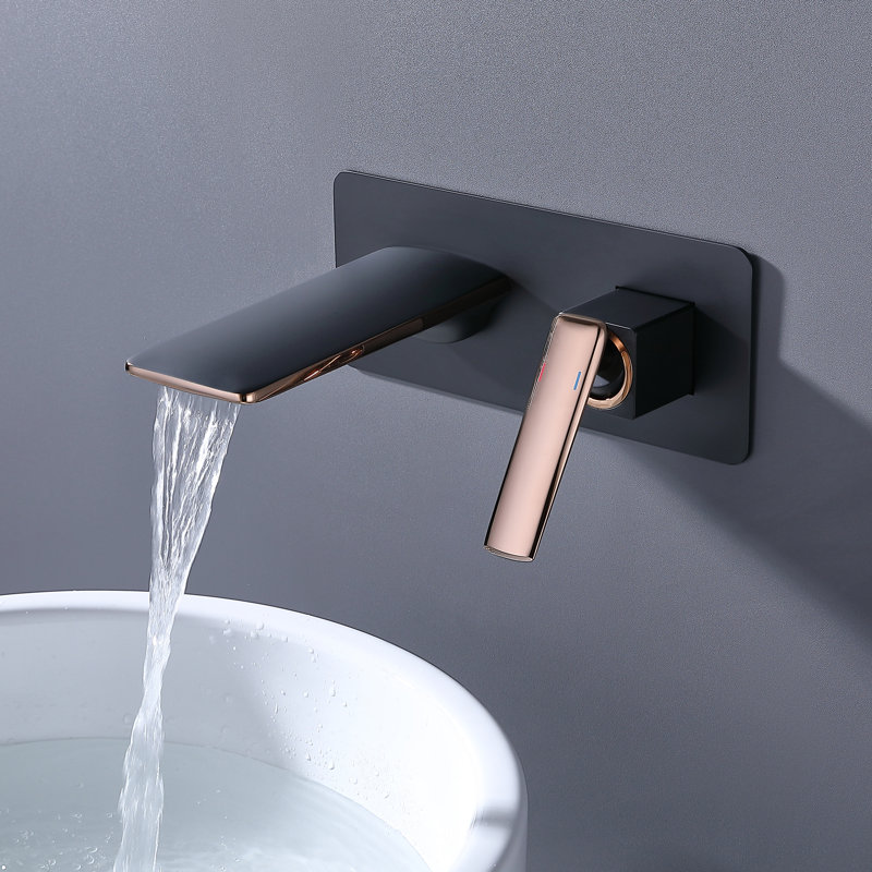 Wall Mounted Optional Single-handle Bathroom Faucet, Black/Rose Gold 