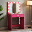 Meuble-lavabo avec miroir et lumières, coiffeuse rose, tiroir profond, 3 modes d'éclairage, luminosité réglable, tiroir affectueux peu commun, modes, chambre à coucher